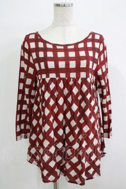 画像1: RNA / チェックフレアトップス  赤 H-25-11-25-065-PU-TO-KB-ZH