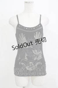 OZZ ANGELO / プリントキャミソール  黒 H-25-11-25-067-OO-TO-KB-ZH