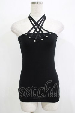 画像1: SEX POT ReVeNGe / クロスホルターキャミ  黒 H-25-11-25-068-SP-TO-KB-ZT1127J