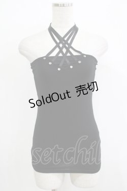 画像1: SEX POT ReVeNGe / クロスホルターキャミ  黒 H-25-11-25-068-SP-TO-KB-ZT468