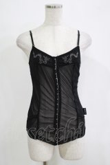 Ozz Croce / 刺繍メッシュキャミソール  ブラック H-25-11-25-070-OO-TO-KB-ZT468