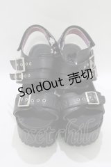YOSUKE / 厚底サンダル L ブラック H-25-11-25-073-PU-SH-KB-ZH