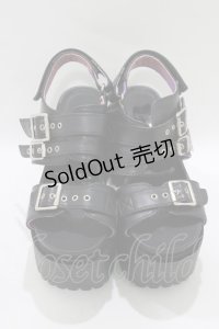 YOSUKE / 厚底サンダル L ブラック H-25-11-25-073-PU-SH-KB-ZH