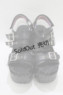 画像1: YOSUKE / 厚底サンダル L ブラック H-25-11-25-073-PU-SH-KB-ZH