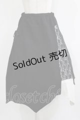 ALGONQUINS / 異素材切替スカート  黒×グレー H-25-11-25-009-AL-SK-KB-ZH