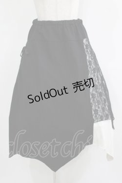 画像1: ALGONQUINS / 異素材切替スカート  黒×グレー H-25-11-25-009-AL-SK-KB-ZH