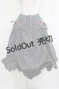 ALGONQUINS / クラウン刺繍ストライプスカート  黒×グレー H-25-11-25-010-AL-SK-KB-ZH