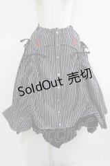 ALGONQUINS / クラウン刺繍ストライプスカート  黒×グレー H-25-11-25-010-AL-SK-KB-ZH
