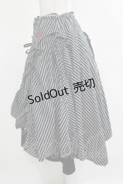 画像2: ALGONQUINS / クラウン刺繍ストライプスカート  黒×グレー H-25-11-25-010-AL-SK-KB-ZH