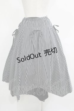 画像3: ALGONQUINS / クラウン刺繍ストライプスカート  黒×グレー H-25-11-25-010-AL-SK-KB-ZH