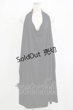 画像1: ALGONQUINS / サイドギャザーカットソーワンピース  ブラック H-25-11-25-012-AL-OP-KB-ZH