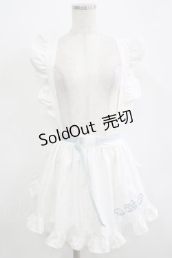 画像1: ACDC RAG / ドットネコエプロン  ホワイト×パステルブルー H-25-11-25-014-PU-ZA-KB-ZH