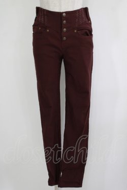画像1: OZZ ANGELO / ウエスト刺繍パンツ  ボルドー H-25-11-25-018-OO-PA-KB-ZH