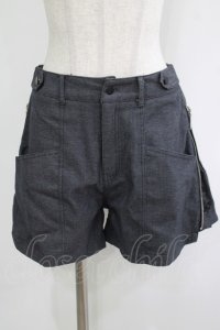 NieR Clothing / サイドZIP刺繍ショートパンツ F グレー H-25-11-25-023-PU-PA-KB-ZH