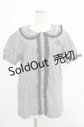 NieR CLOTHING / ギンガムチェックパフブラウス F 黒×白 H-25-11-25-024-PU-BL-KB-ZT466