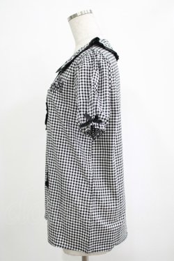 画像2: NieR Clothing / ギンガムチェックパフブラウス F 黒×白 H-25-11-25-024-PU-BL-KB-ZT1127J