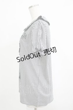 画像2: NieR Clothing / ギンガムチェックパフブラウス F 黒×白 H-25-11-25-024-PU-BL-KB-ZT466