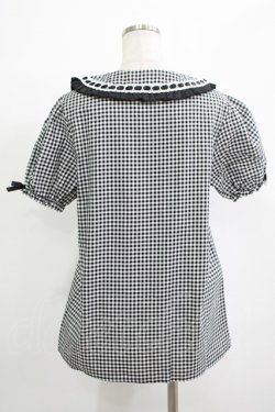 画像3: NieR Clothing / ギンガムチェックパフブラウス F 黒×白 H-25-11-25-024-PU-BL-KB-ZT1127J