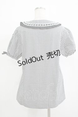 画像3: NieR Clothing / ギンガムチェックパフブラウス F 黒×白 H-25-11-25-024-PU-BL-KB-ZT466