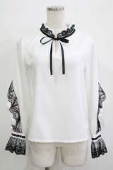 Amilige / レースフリルブラウス  白 H-25-11-25-025-PU-BL-KB-ZH