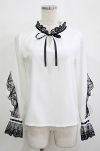 Amilige / レースフリルブラウス  白 H-25-11-25-025-PU-BL-KB-ZH