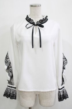 画像1: Amilige / レースフリルブラウス  白 H-25-11-25-025-PU-BL-KB-ZH