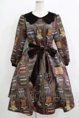 Q-pot. / Melty Bookshelfパフスリーブドレス M ブラウン H-25-11-26-001-QP-OP-KB-ZH