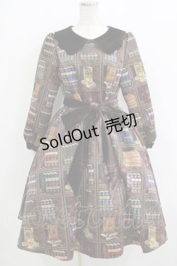 画像1: Q-pot. / Melty Bookshelfパフスリーブドレス M ブラウン H-25-11-26-001-QP-OP-KB-ZH