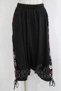 NieR Clothing / プリント切替サルエルパンツ  黒 H-25-11-26-025-PU-PA-KB-ZH