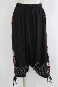 NieR Clothing / プリント切替サルエルパンツ  黒 H-25-11-26-025-PU-PA-KB-ZH