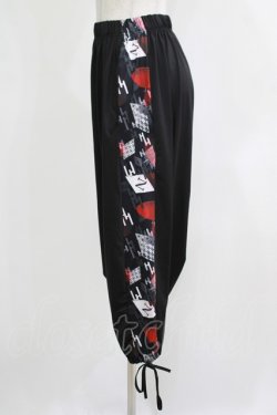 画像2: NieR Clothing / プリント切替サルエルパンツ  黒 H-25-11-26-025-PU-PA-KB-ZH