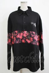 NieR Clothing / プリント切替ブラウス  黒×チェリープリント H-25-11-26-032-PU-BL-KB-ZH