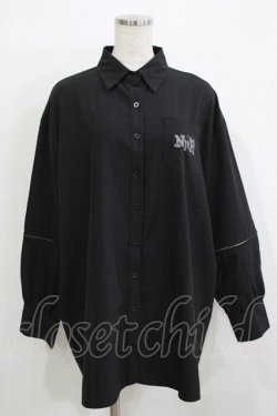 画像1: NieR Clothing / ZIP切替シャツ  ブラック H-25-11-26-033-PU-BL-KB-ZH
