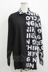 NieR Clothing / プリント切替シャツ  黒 H-25-11-26-034-PU-BL-KB-ZH