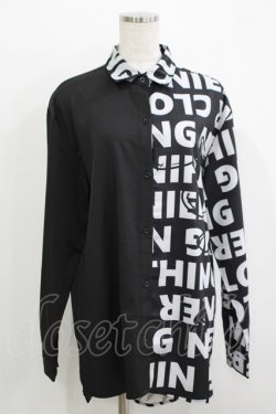 画像1: NieR Clothing / プリント切替シャツ  黒 H-25-11-26-034-PU-BL-KB-ZH