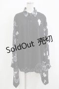 NieR Clothing / 着物風袖ブロッキングシャツ  ブラック H-25-11-26-035-PU-BL-KB-ZH