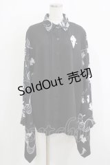 NieR Clothing / 着物風袖ブロッキングシャツ  ブラック H-25-11-26-035-PU-BL-KB-ZH