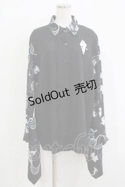 画像1: NieR Clothing / 着物風袖ブロッキングシャツ  ブラック H-25-11-26-035-PU-BL-KB-ZH