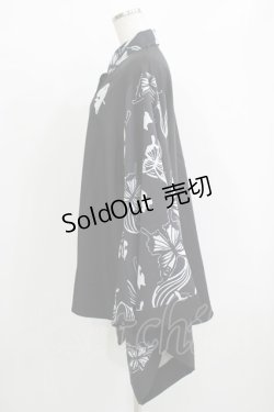 画像2: NieR Clothing / 着物風袖ブロッキングシャツ  ブラック H-25-11-26-035-PU-BL-KB-ZH