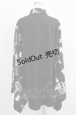 画像3: NieR Clothing / 着物風袖ブロッキングシャツ  ブラック H-25-11-26-035-PU-BL-KB-ZH