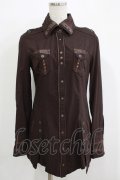 Ozz Croce / クロスボタンロングブラウス  茶 H-25-11-26-036-OO-BL-KB-ZH
