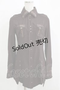 Ozz Croce / クロスボタンロングブラウス  茶 H-25-11-26-036-OO-BL-KB-ZH