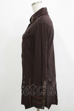 画像2: Ozz Croce / クロスボタンロングブラウス  茶 H-25-11-26-036-OO-BL-KB-ZH