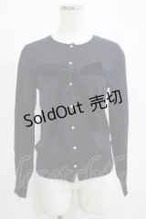 Jane Marple / ベルベットリボンカーディガン  ネイビー H-25-11-26-038-JM-TO-KB-ZH