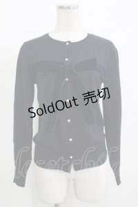 Jane Marple / ベルベットリボンカーディガン  ネイビー H-25-11-26-038-JM-TO-KB-ZH