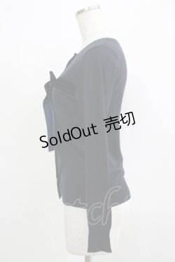 画像2: Jane Marple / ベルベットリボンカーディガン  ネイビー H-25-11-26-038-JM-TO-KB-ZH