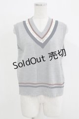 Jane Marple / Logo lace cricket vest  mix gray H-25-11-26-040-JM-TO-KB-ZH