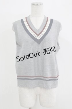 画像1: Jane Marple / Logo lace cricket vest  mix gray H-25-11-26-040-JM-TO-KB-ZH