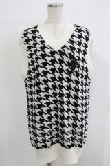 NieR Clothing / ニットベスト  千鳥柄（白×黒） H-25-11-26-041-PU-TO-KB-ZH