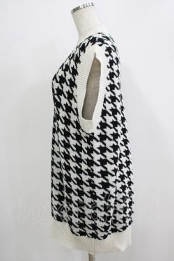 画像2: NieR Clothing / ニットベスト  千鳥柄（白×黒） H-25-11-26-041-PU-TO-KB-ZH